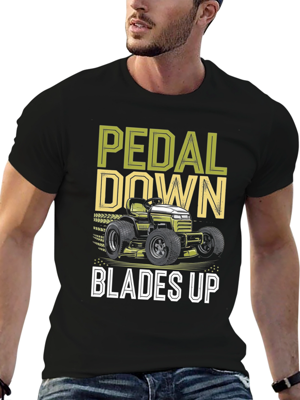 Pedal Down Blades Up T-Shirt - Lawn Mower Design