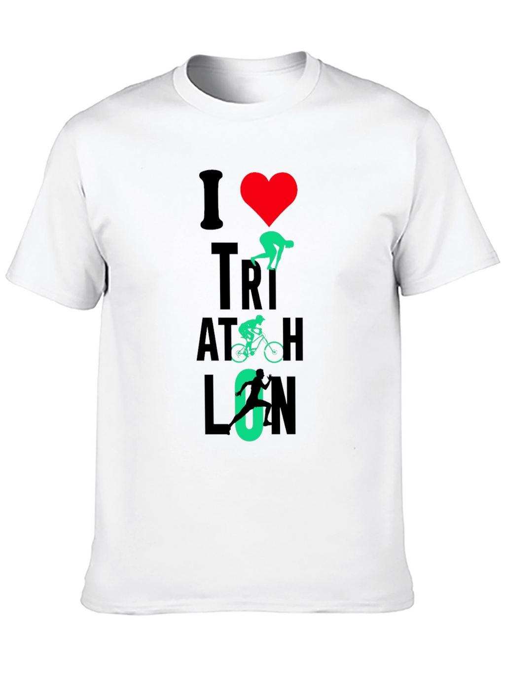 I Love Triathlon Graphic T-Shirt - Black