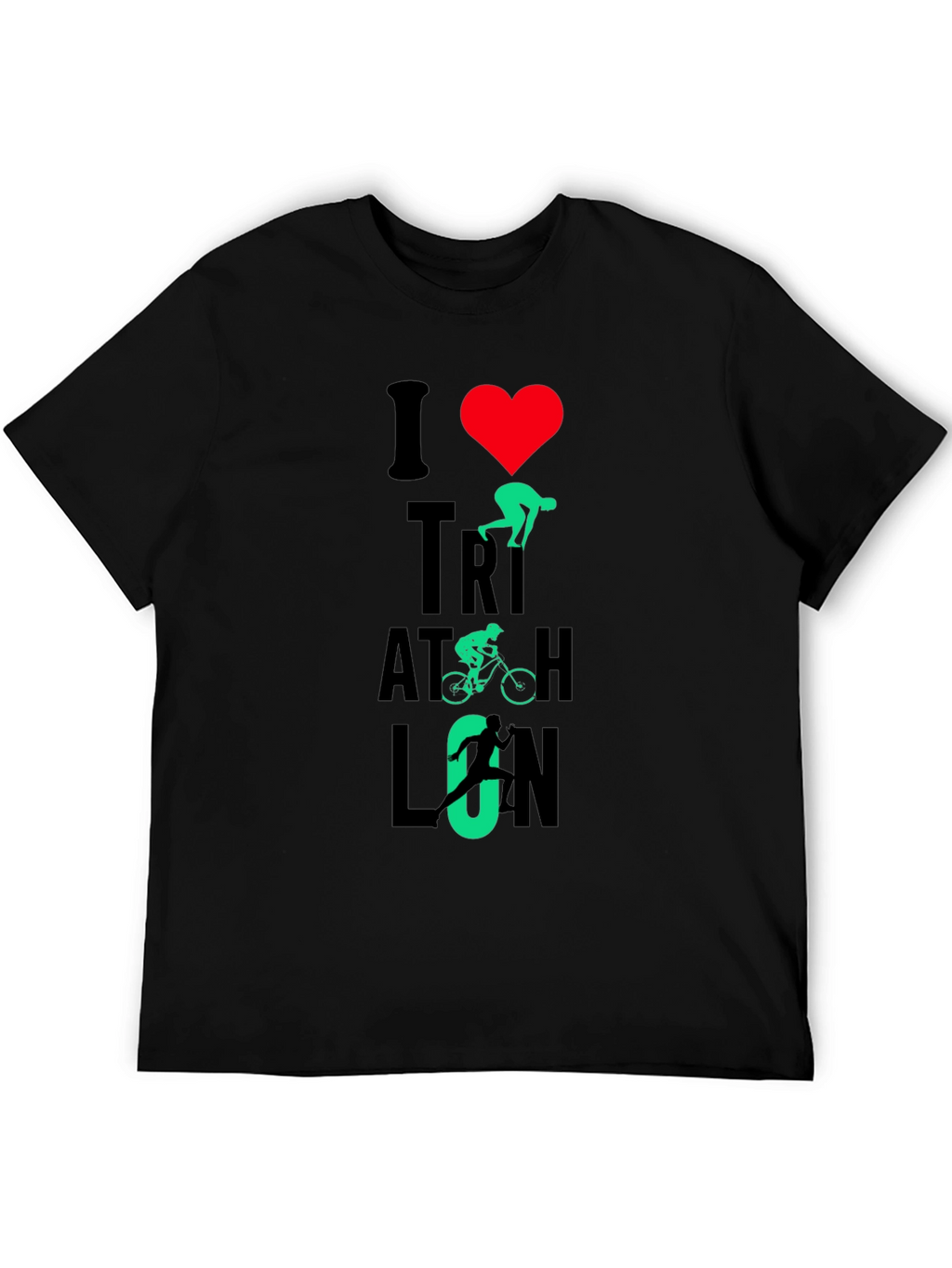 I Love Triathlon Graphic T-Shirt - Black