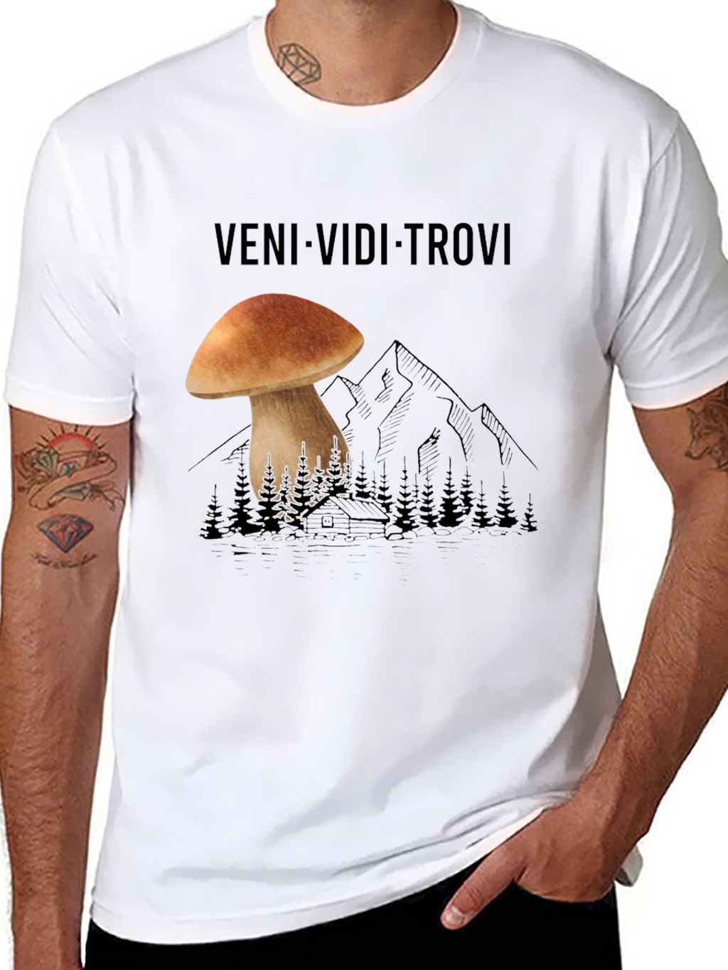 Veni Vidi Trovi Mushroom Graphic Tee