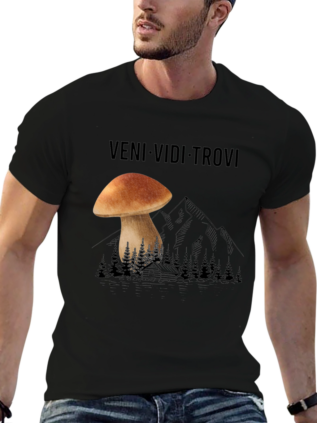 Veni Vidi Trovi Mushroom Graphic Tee