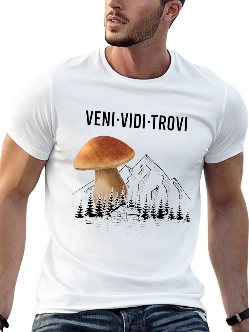 Veni Vidi Trovi Mushroom Graphic Tee
