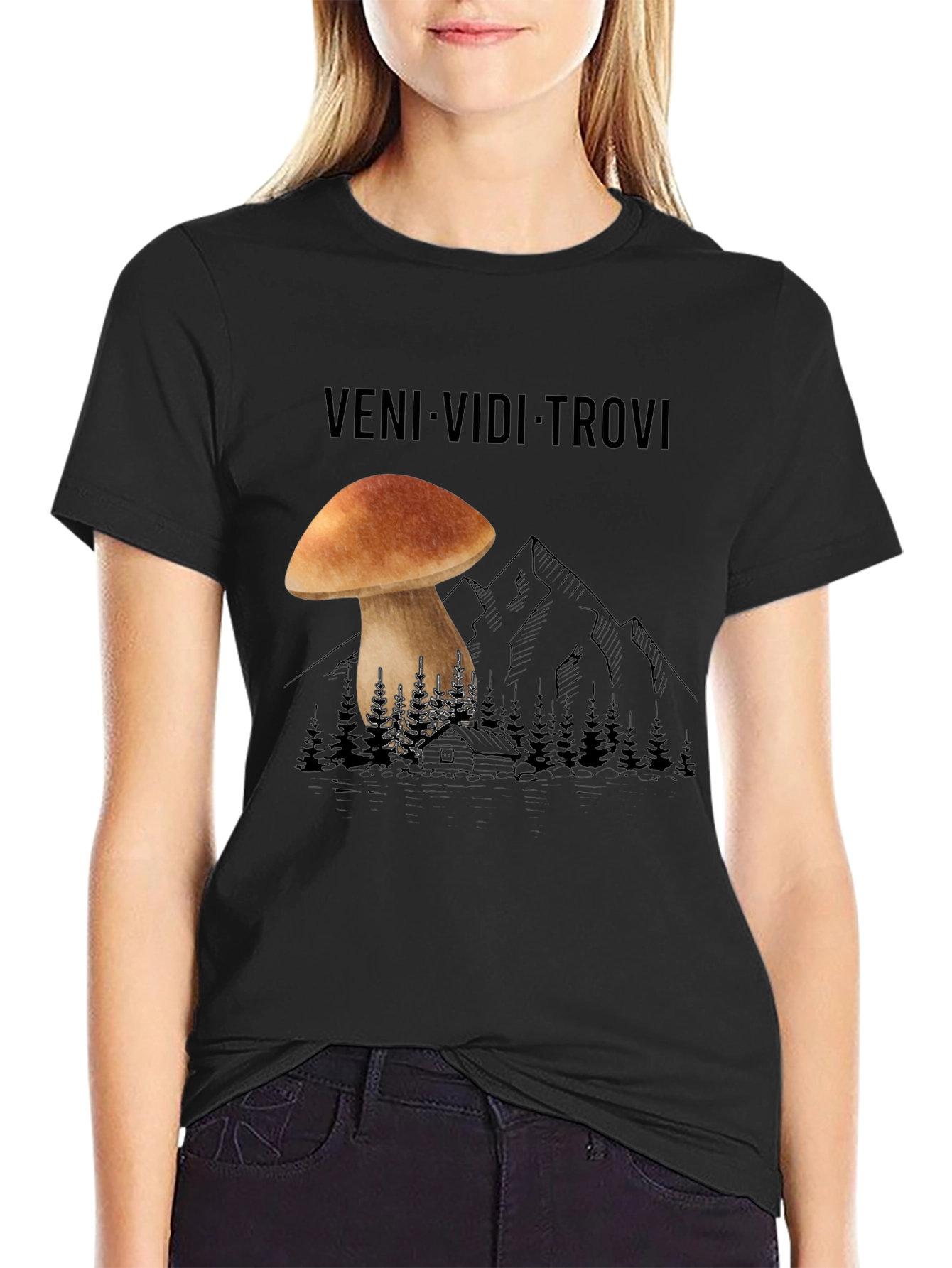 Veni Vidi Trovi Mushroom Graphic Tee