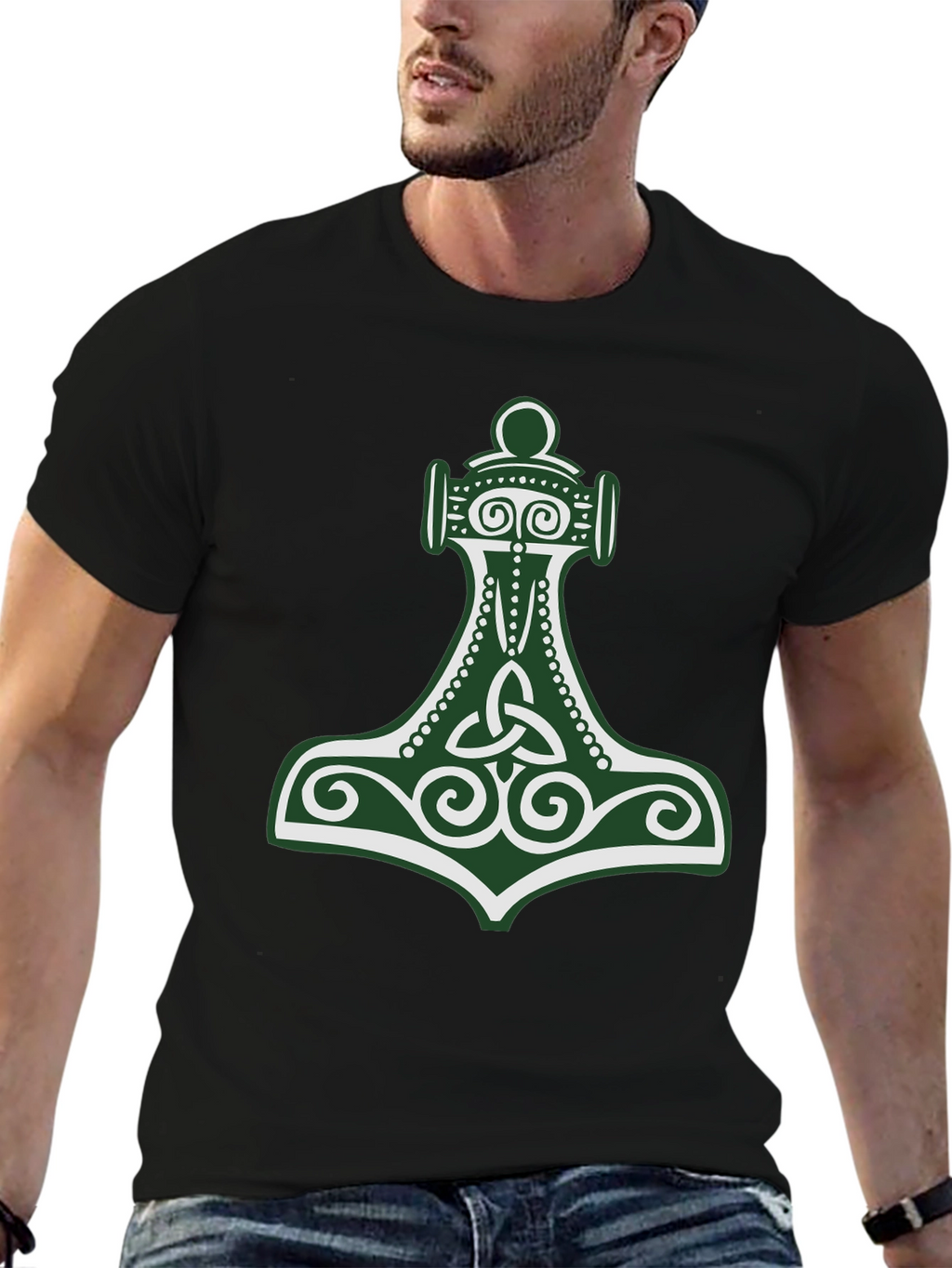 Viking Hammer Graphic Tee - Black