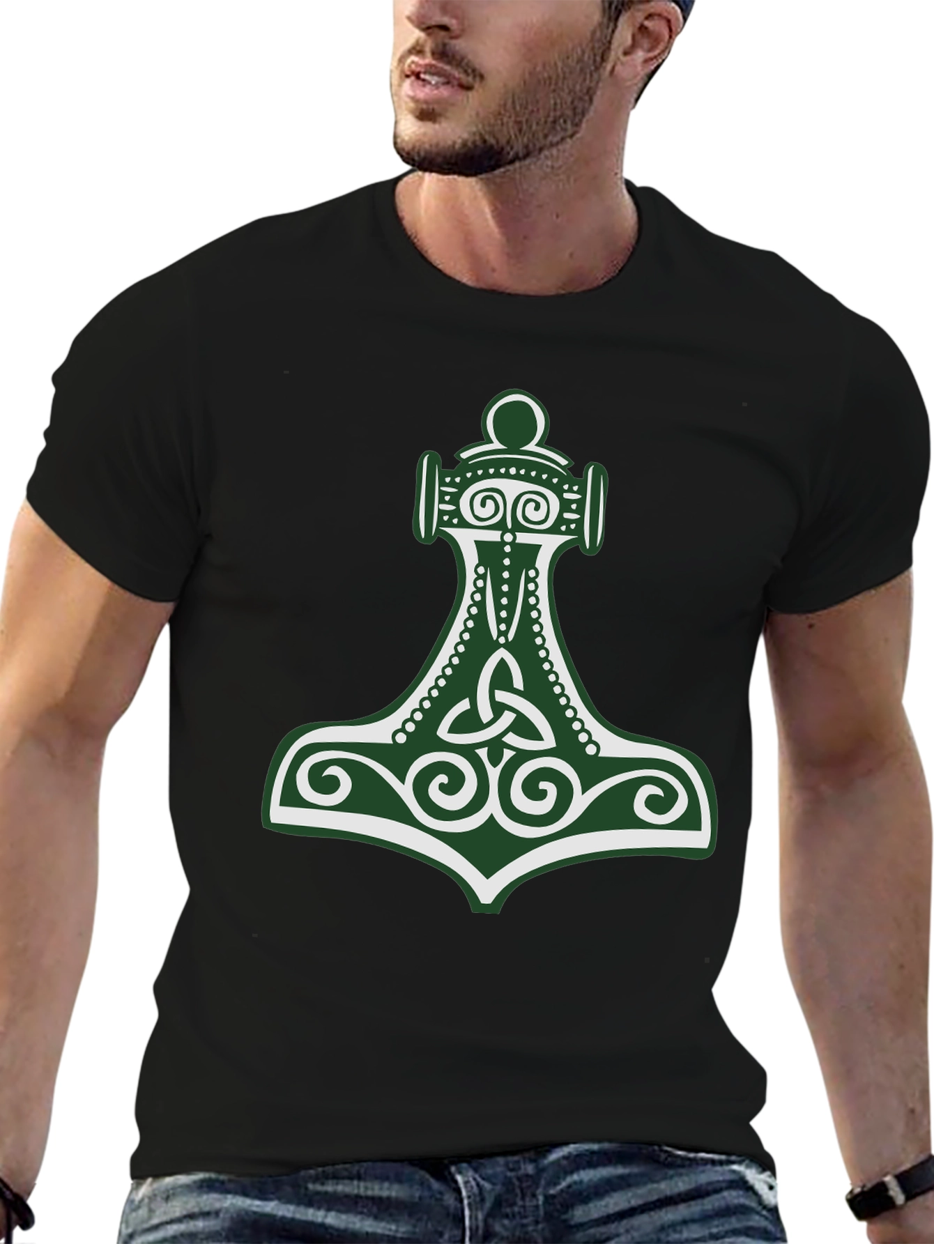 Viking Hammer Graphic Tee - Black