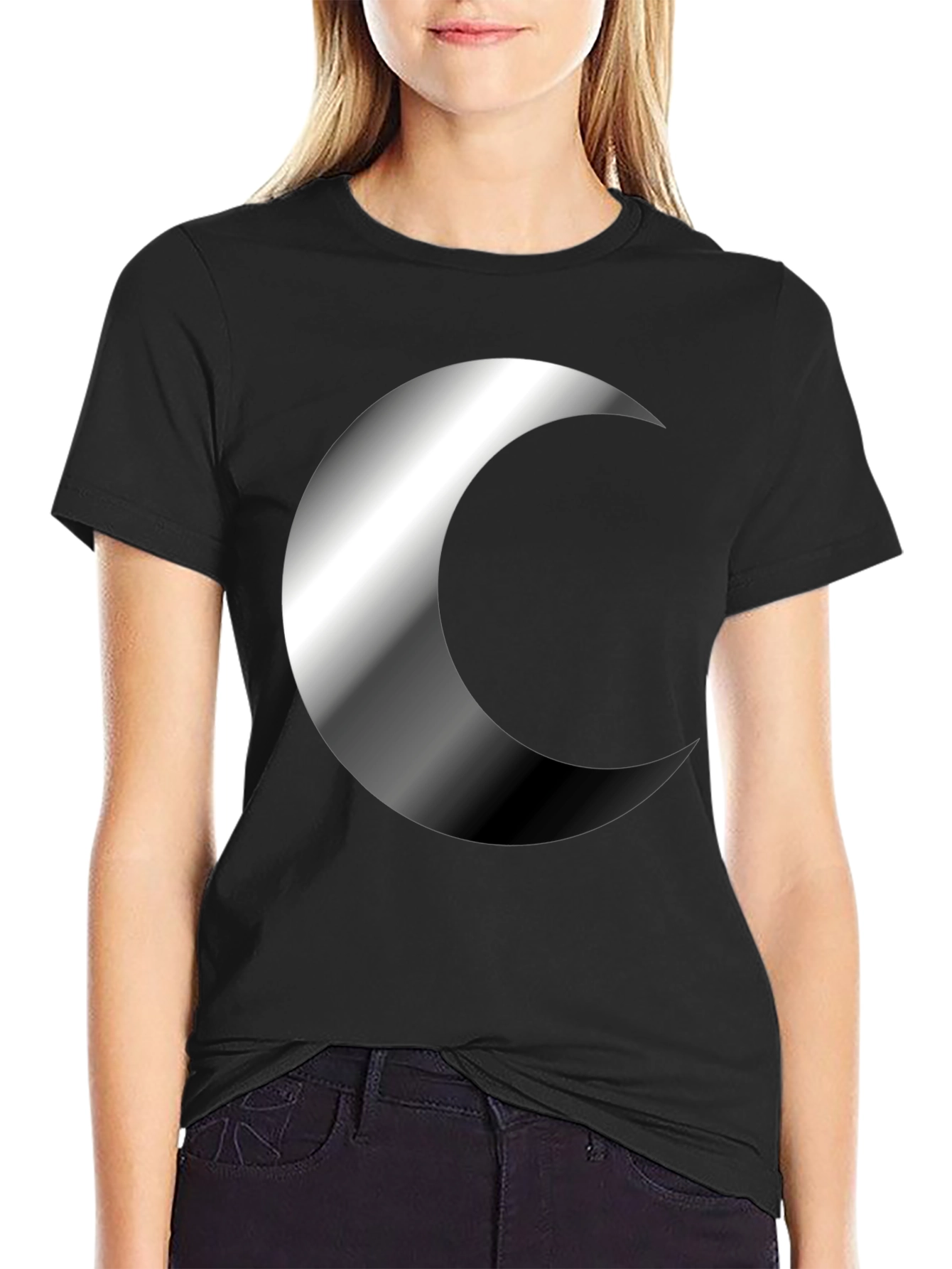 Crescent Moon Graphic Tee - Black