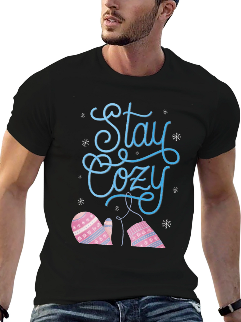 Stay Cozy Winter Mittens Graphic T-Shirt