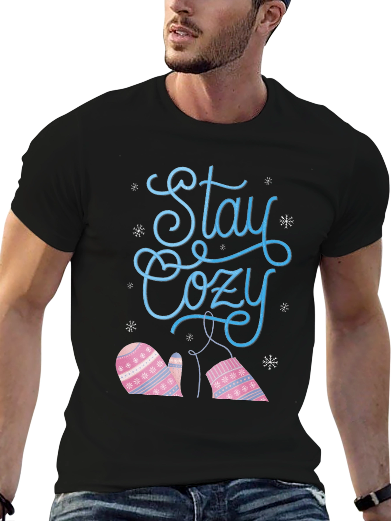 Stay Cozy Winter Mittens Graphic T-Shirt