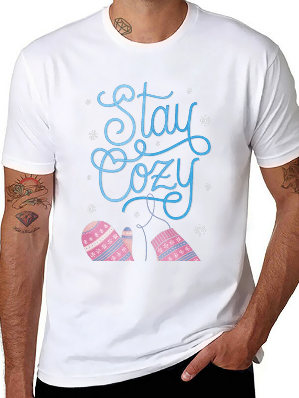Stay Cozy Winter Mittens Graphic T-Shirt