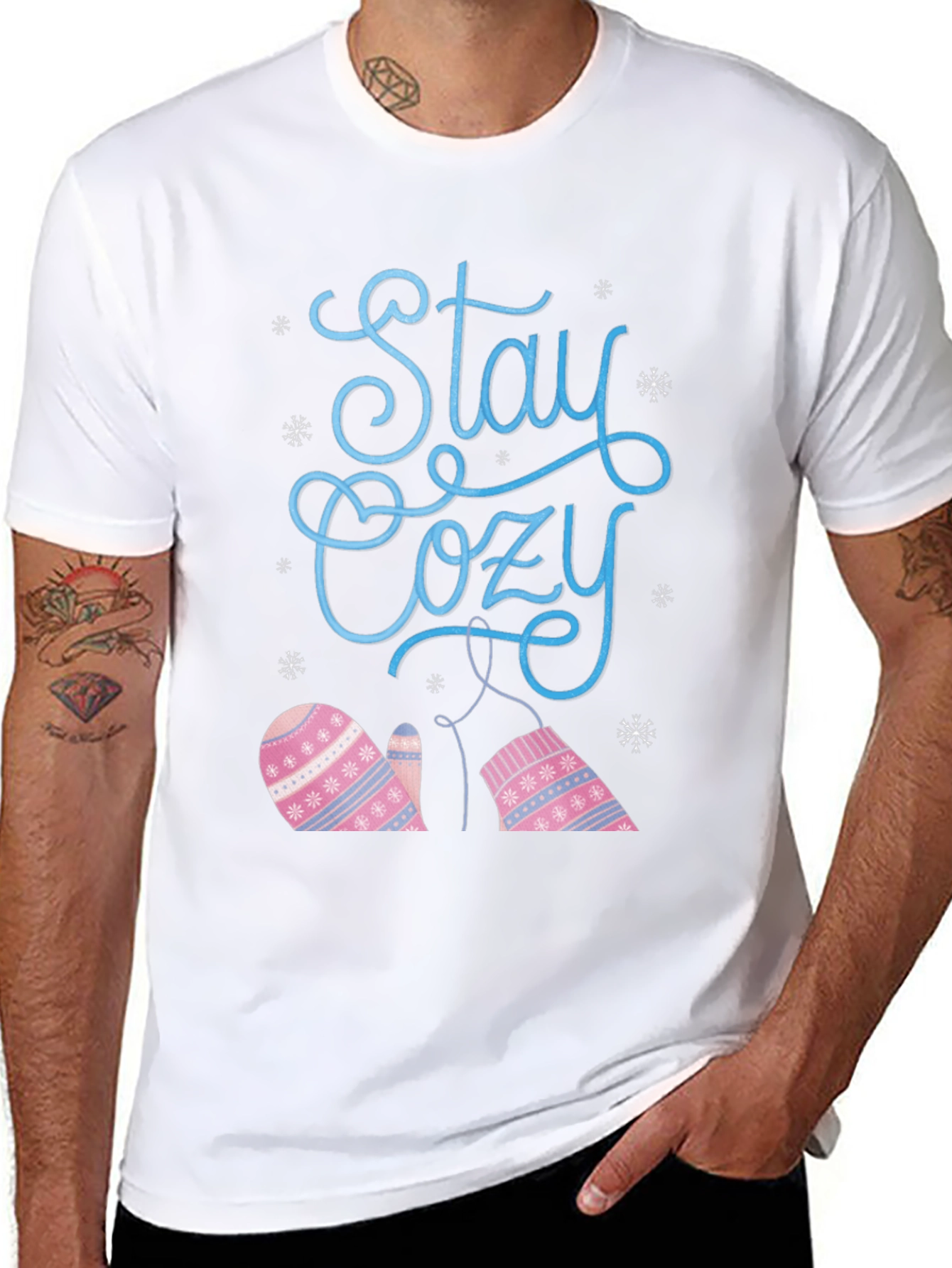 Stay Cozy Winter Mittens Graphic T-Shirt