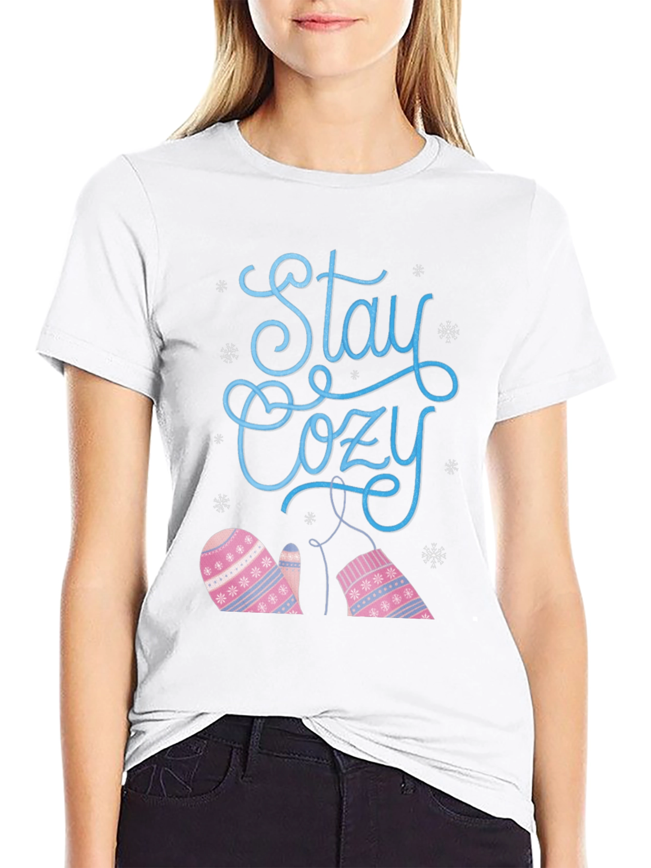 Stay Cozy Winter Mittens Graphic T-Shirt