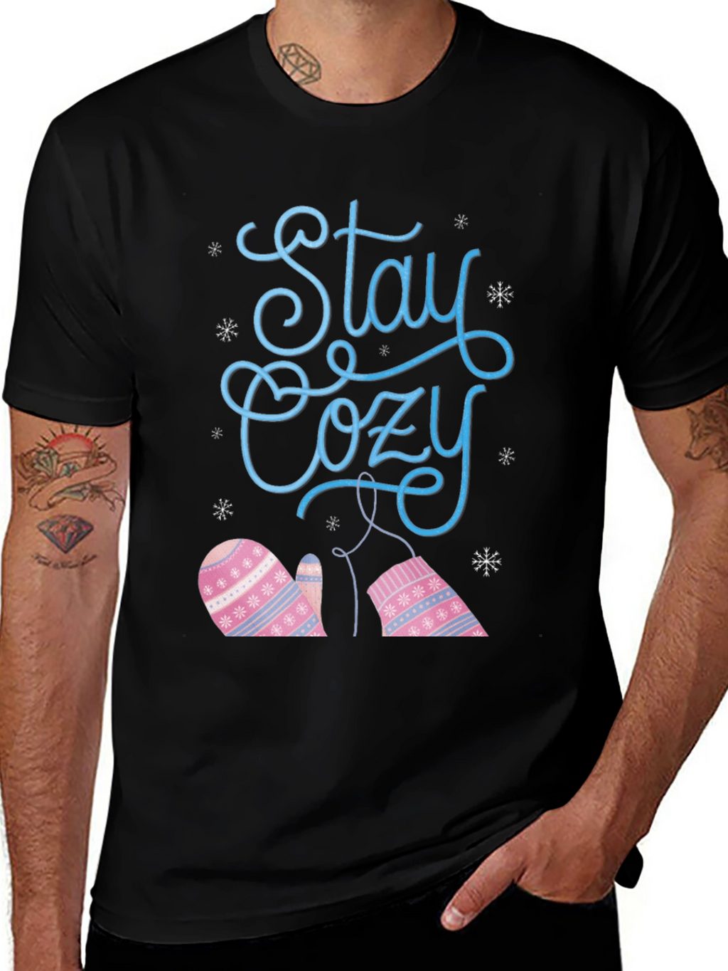 Stay Cozy Winter Mittens Graphic T-Shirt