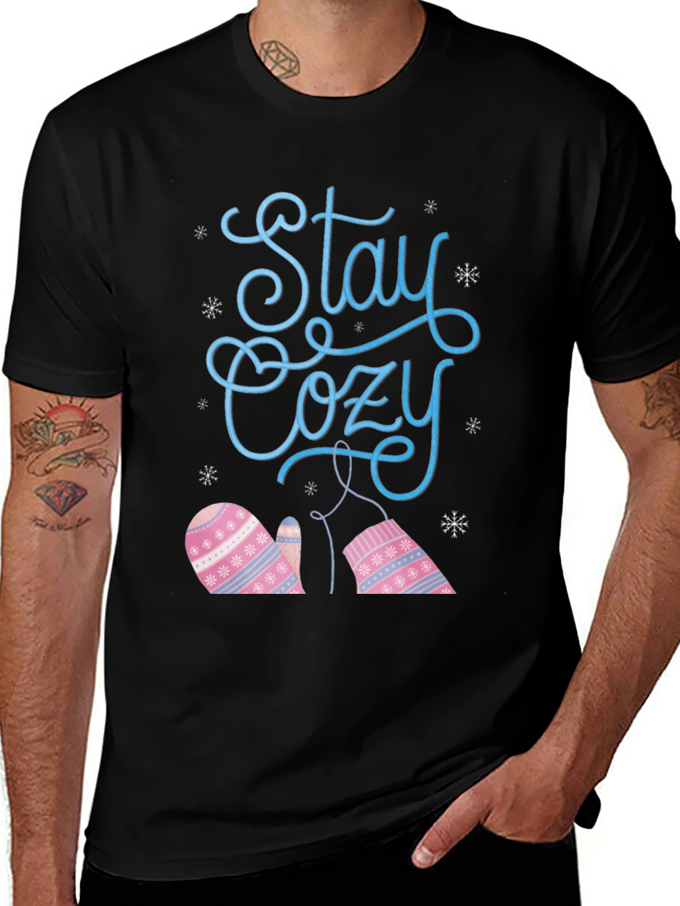 Stay Cozy Winter Mittens Graphic T-Shirt