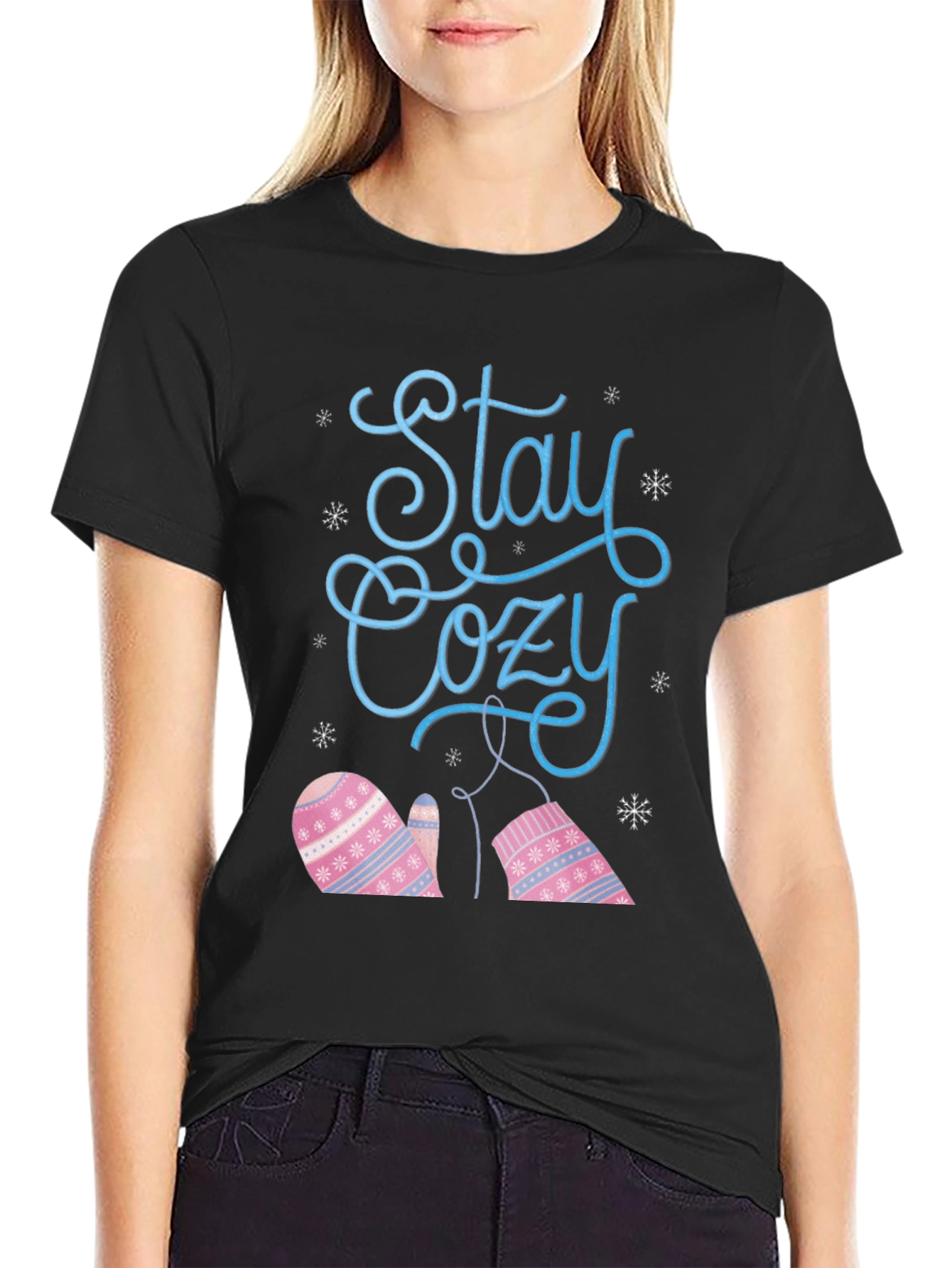 Stay Cozy Winter Mittens Graphic T-Shirt