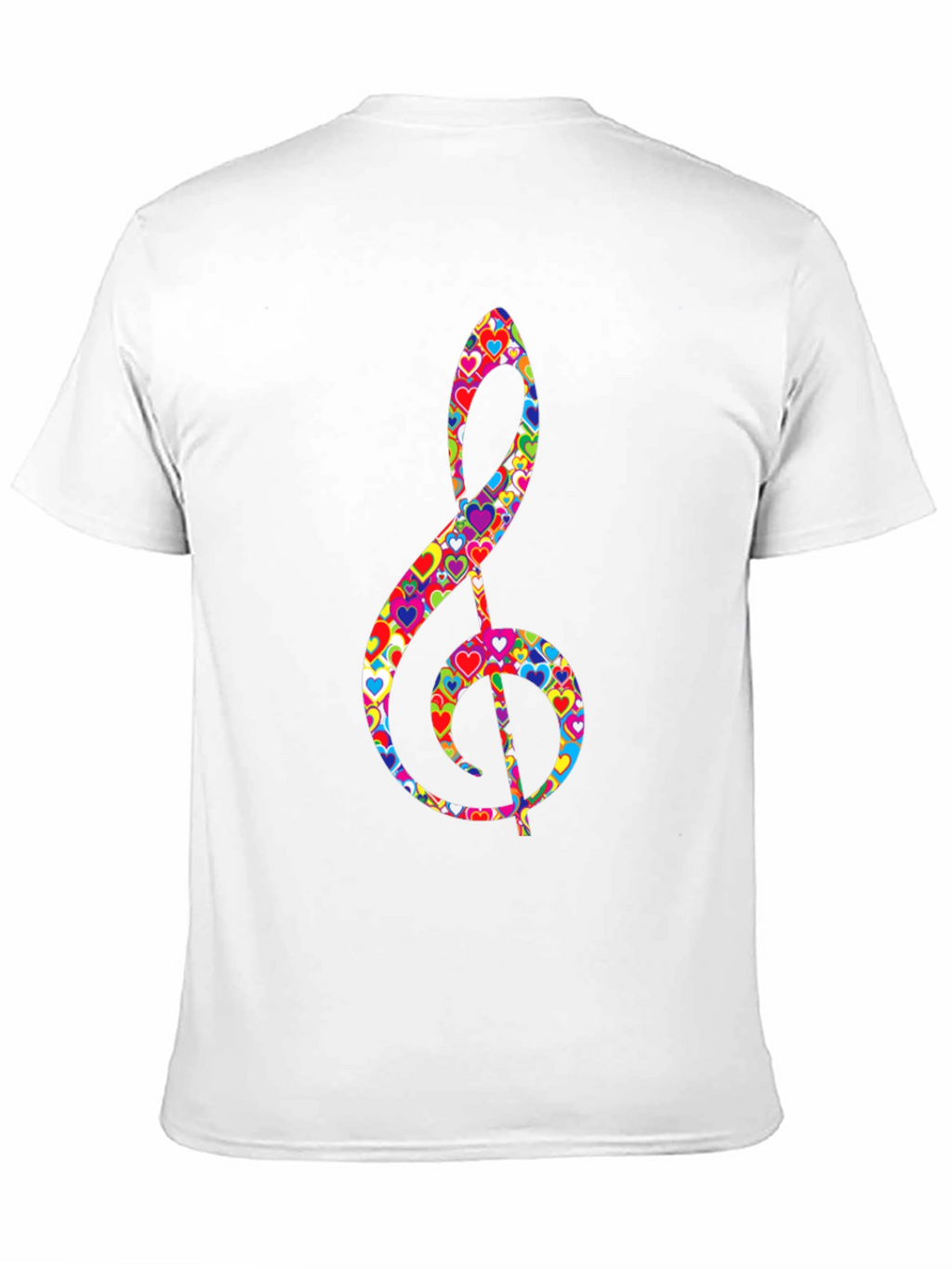 Treble Clef Heart Print Black T-Shirt