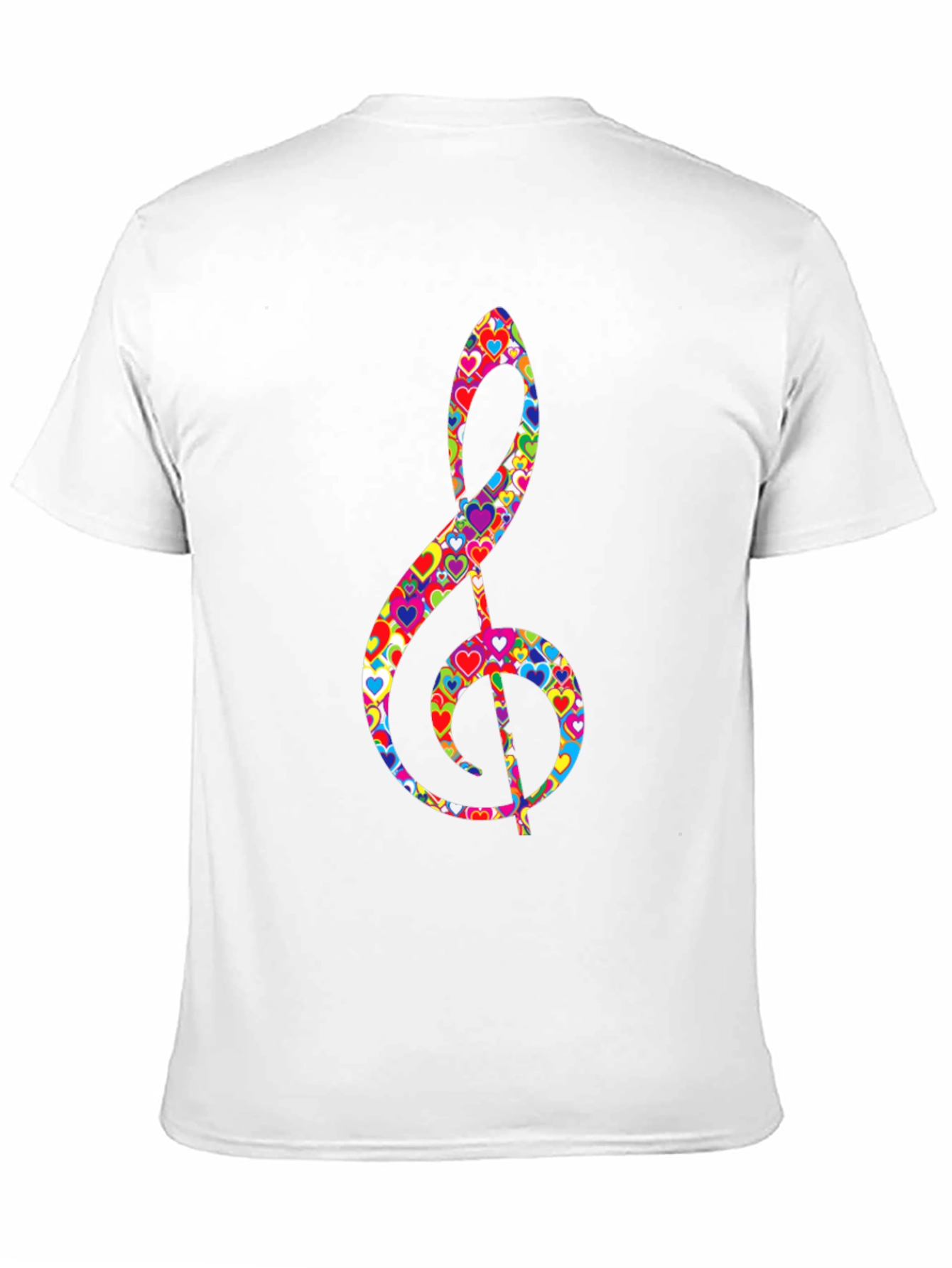 Treble Clef Heart Print Black T-Shirt