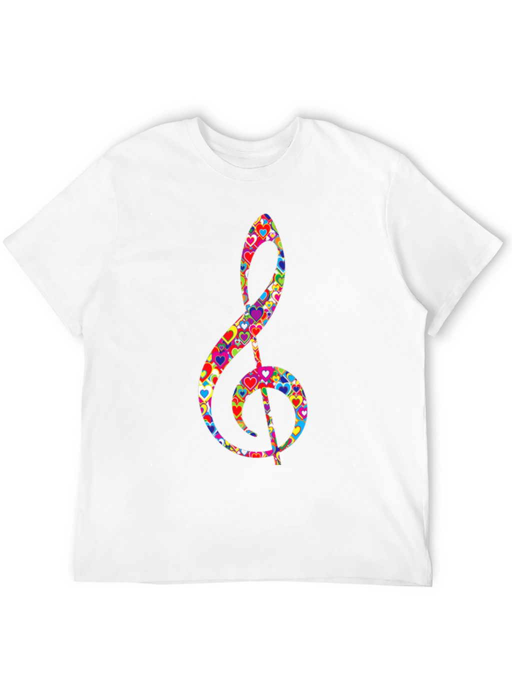 Treble Clef Heart Print Black T-Shirt