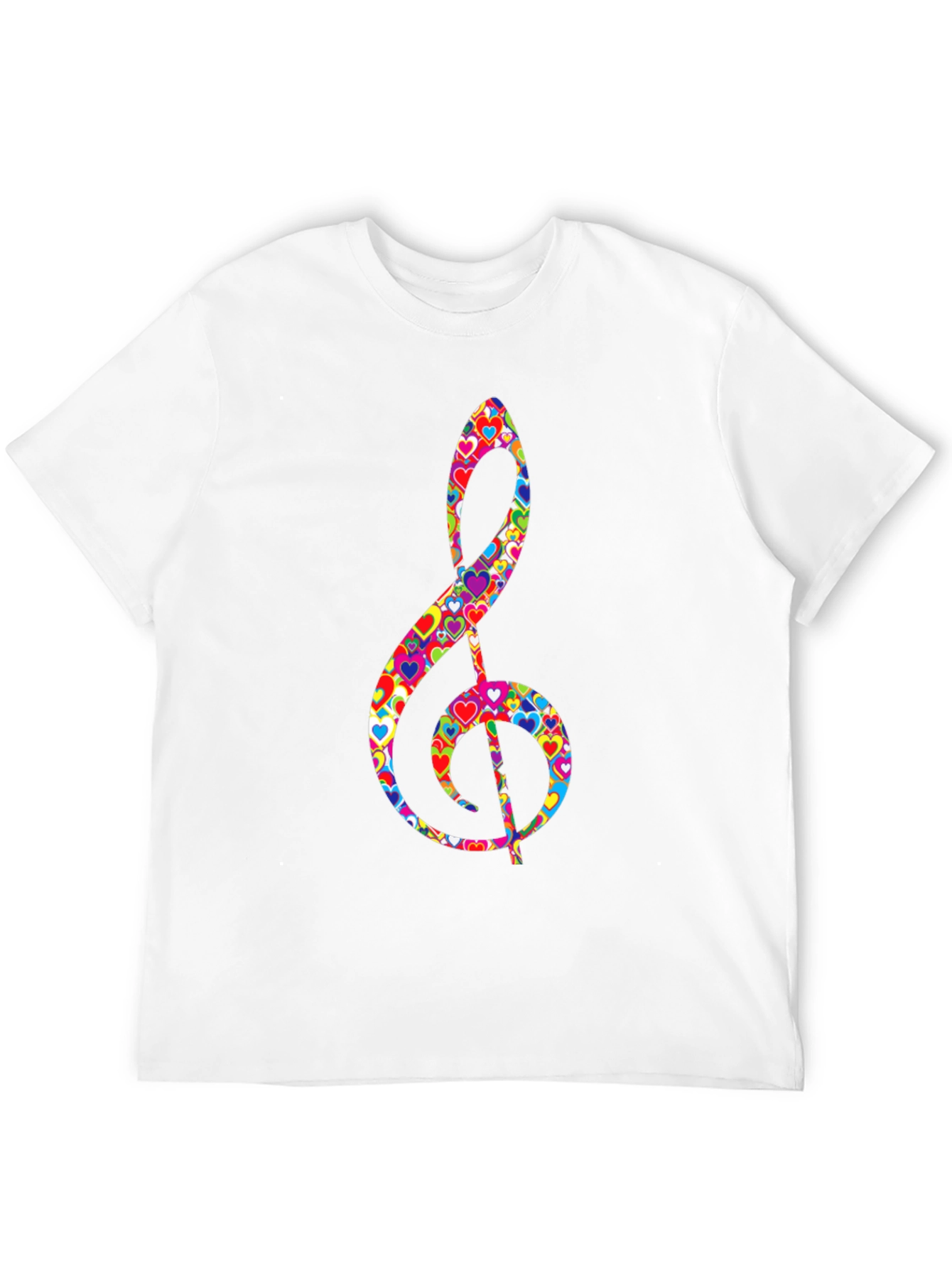 Treble Clef Heart Print Black T-Shirt