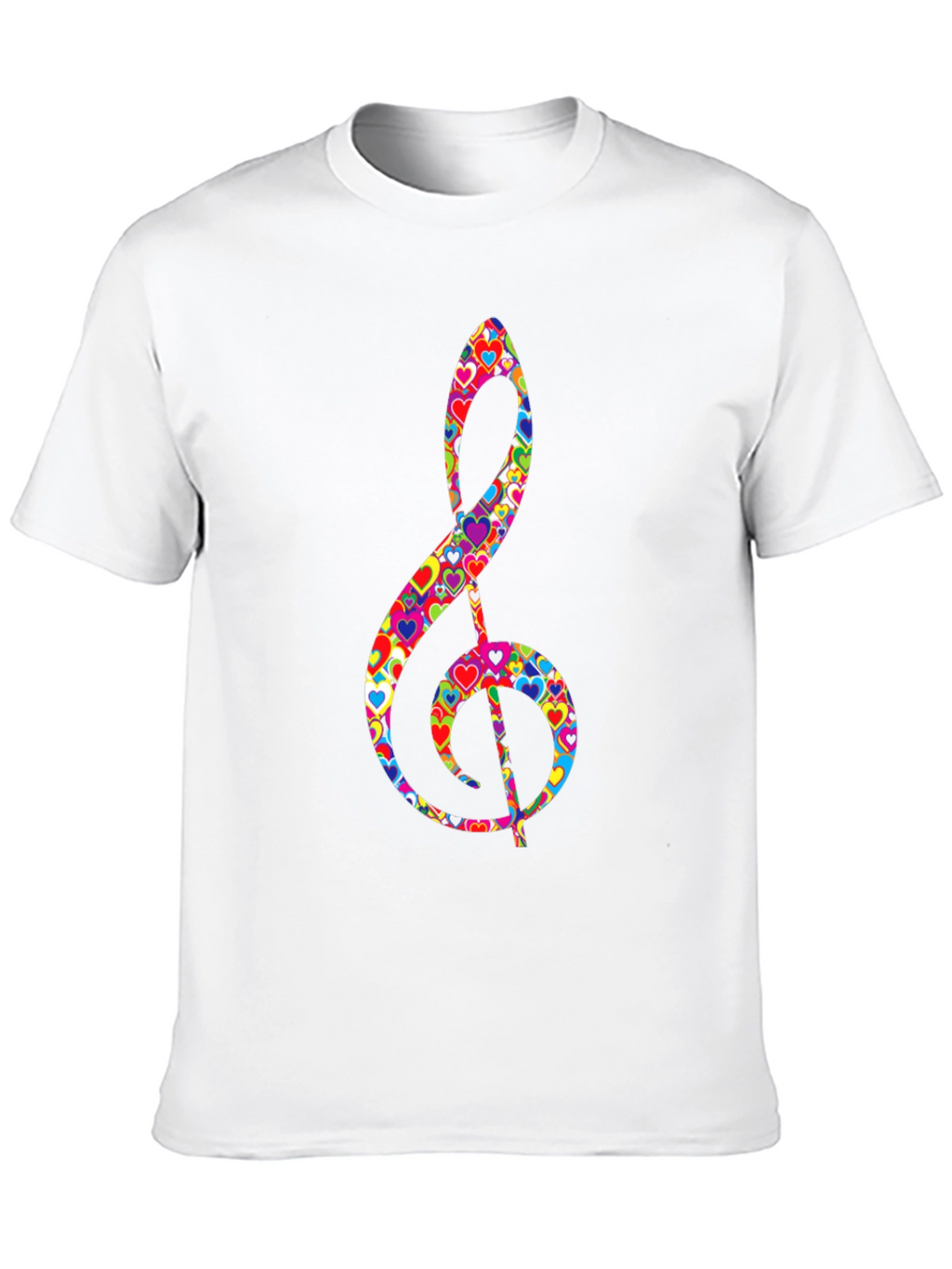 Treble Clef Heart Print Black T-Shirt