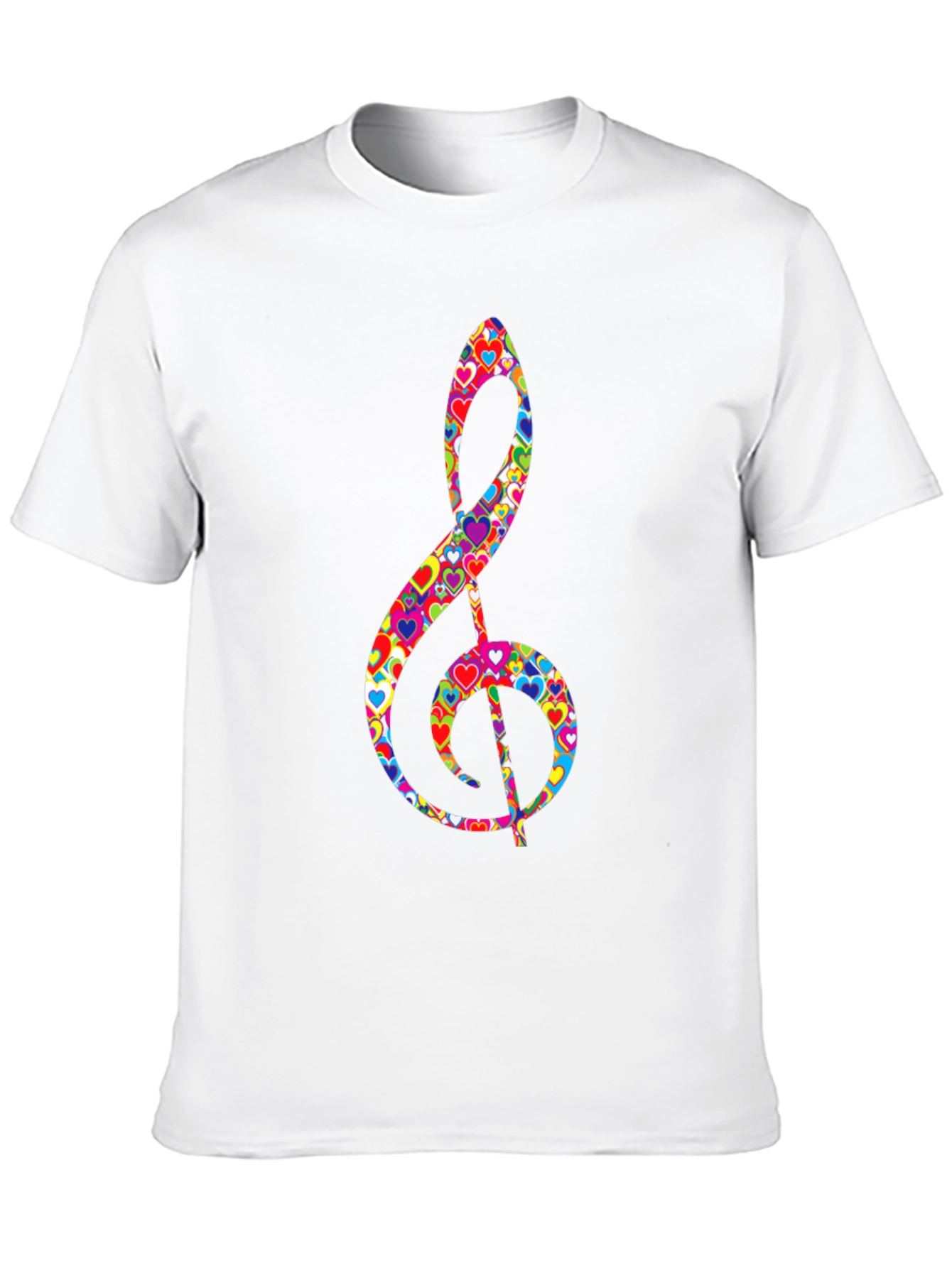 Treble Clef Heart Print Black T-Shirt