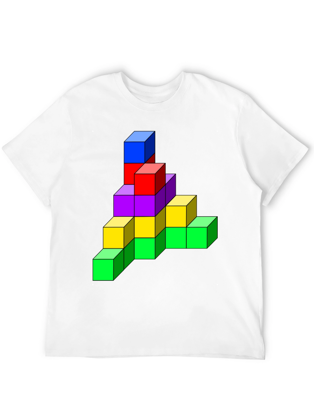 Tetris Cube Graphic Tee - Funky Black T-Shirt