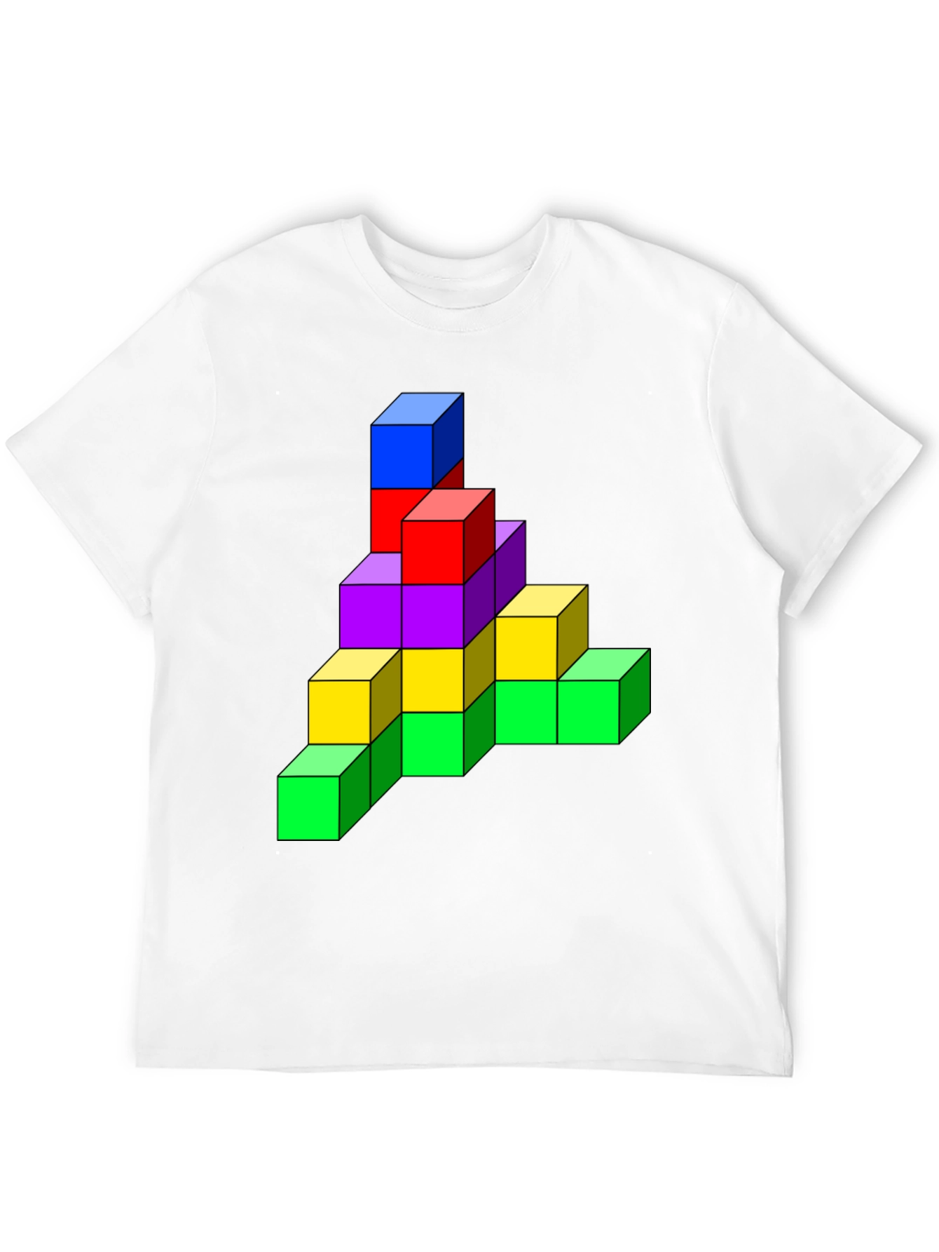 Tetris Cube Graphic Tee - Funky Black T-Shirt