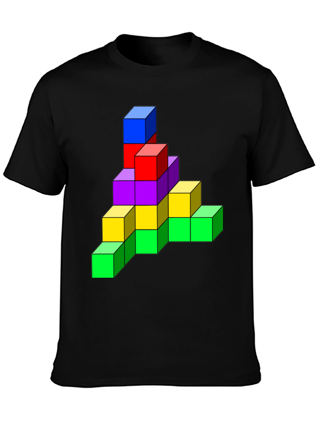Tetris Cube Graphic Tee - Funky Black T-Shirt