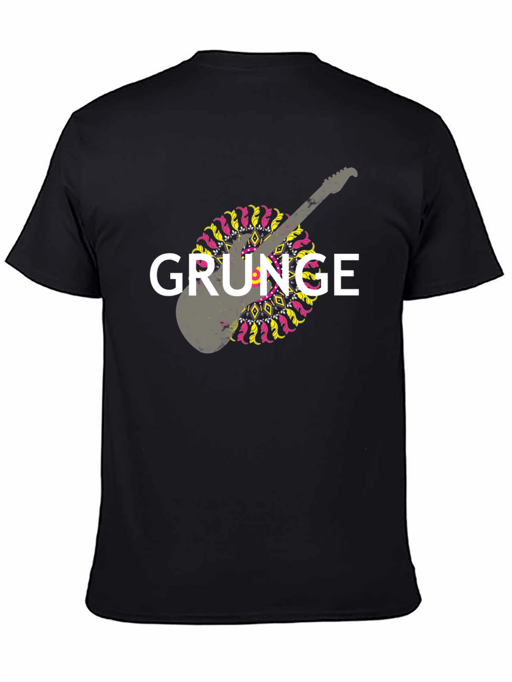 Grunge Guitar Graphic T-Shirt - Black