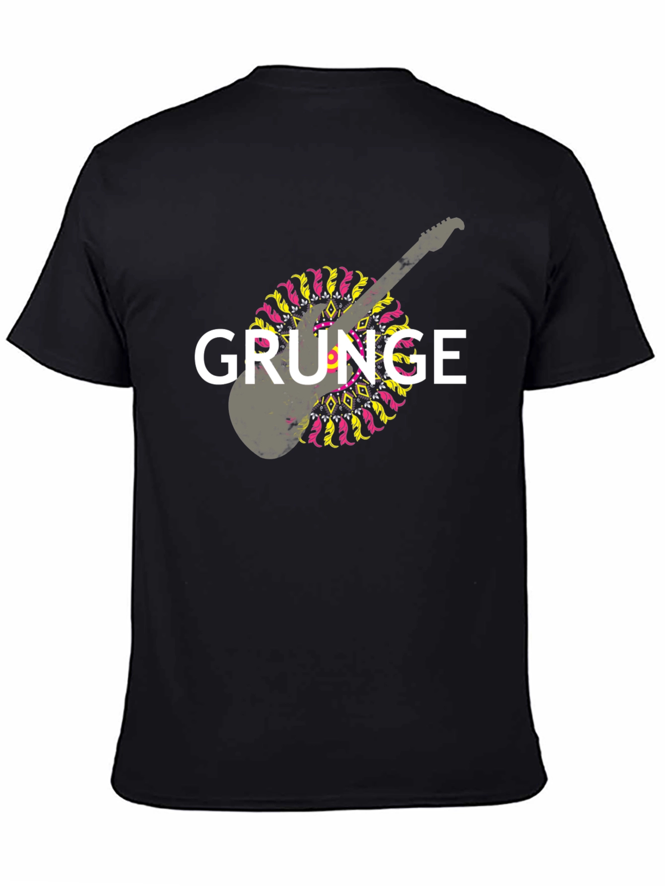 Grunge Guitar Graphic T-Shirt - Black