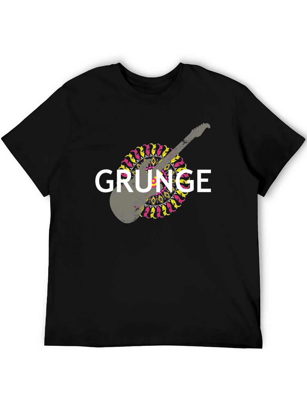 Grunge Guitar Graphic T-Shirt - Black