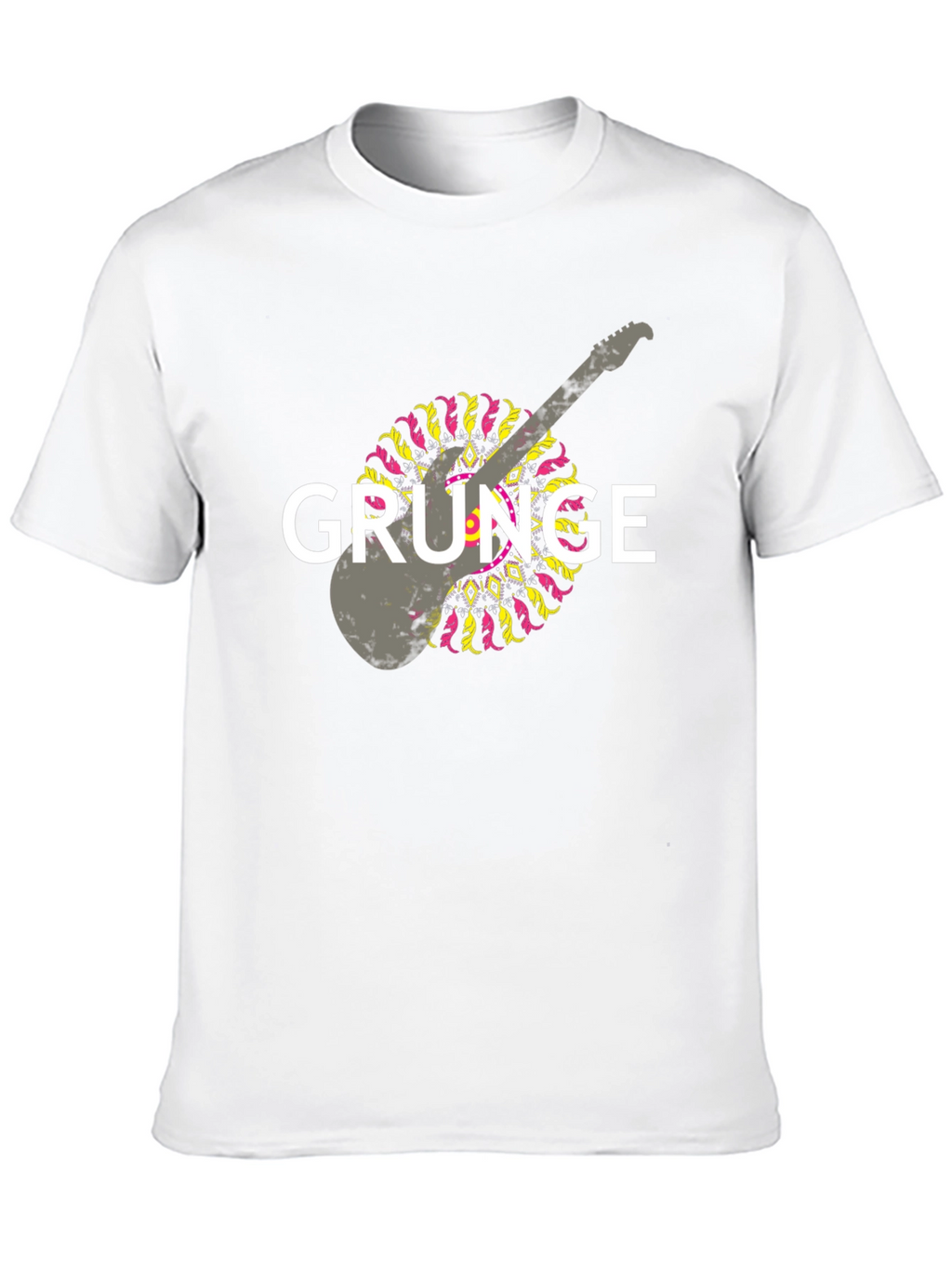 Grunge Guitar Graphic T-Shirt - Black