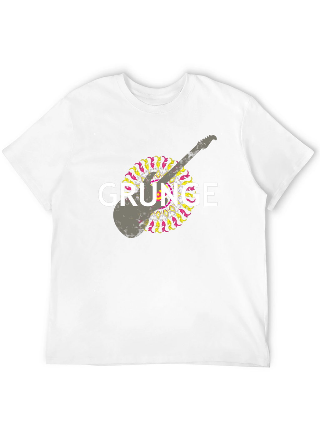 Grunge Guitar Graphic T-Shirt - Black