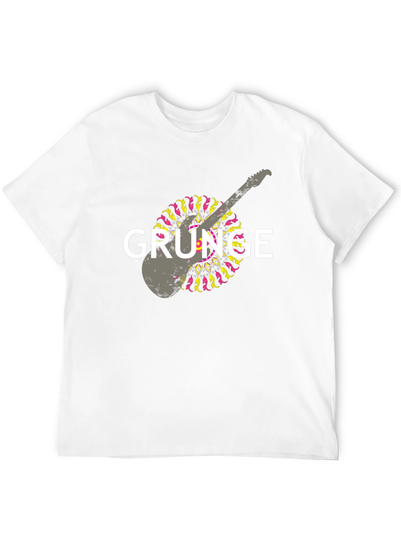 Grunge Guitar Graphic T-Shirt - Black
