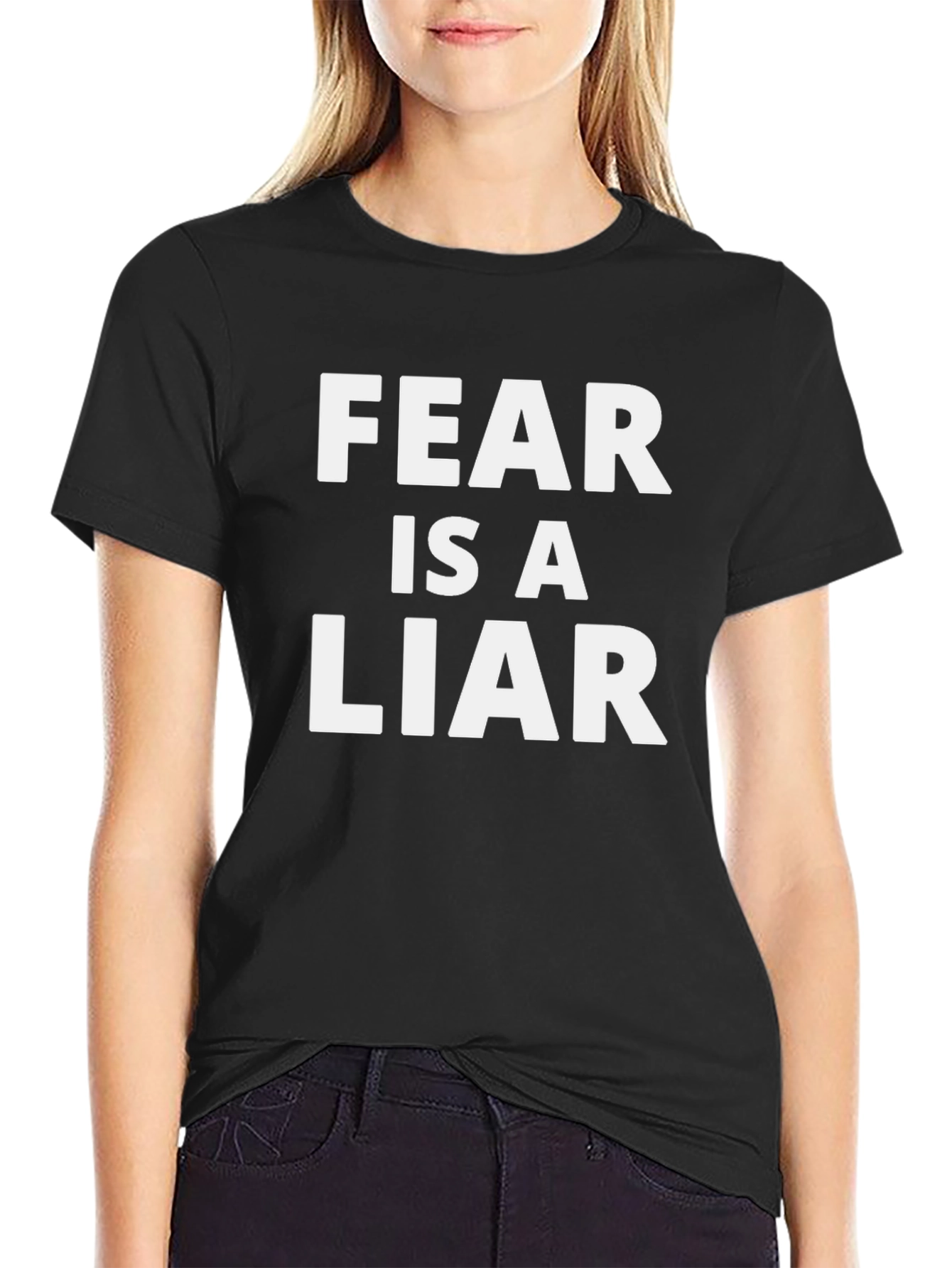 Fear is a Liar Black Graphic T-Shirt