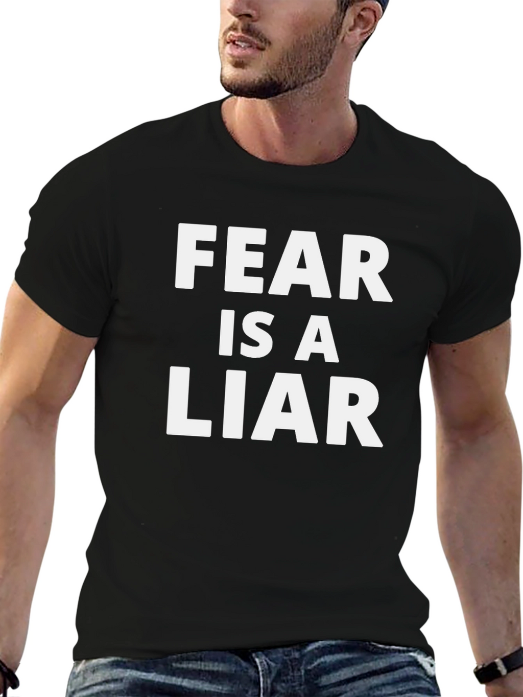 Fear is a Liar Black Graphic T-Shirt