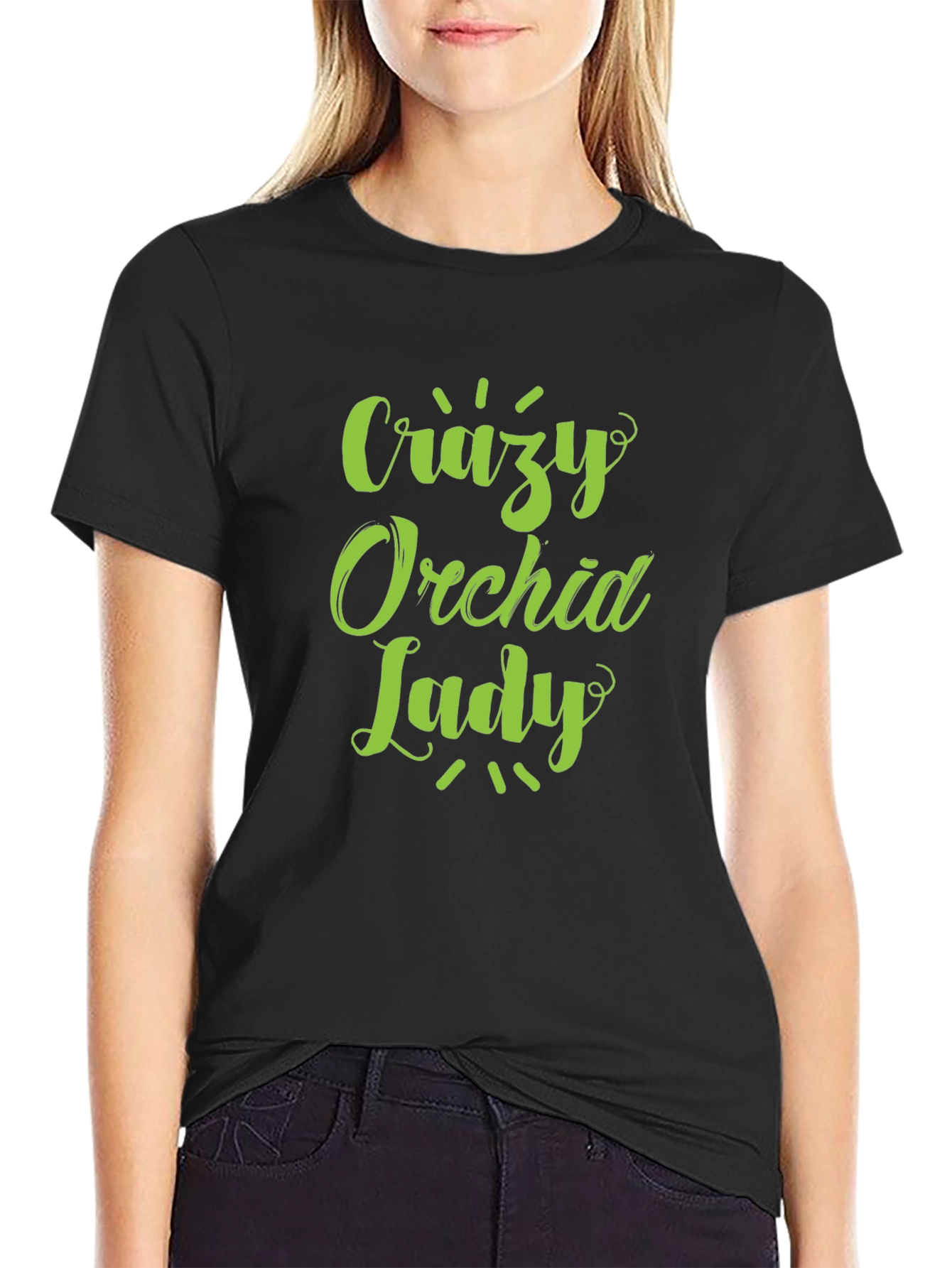 Crazy Orchid Lady T-Shirt - Black Graphic Tee