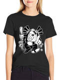 Cartoon Police T-Shirt - Black Cotton Tee