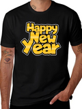 Happy New Year Graphic Tee - Black