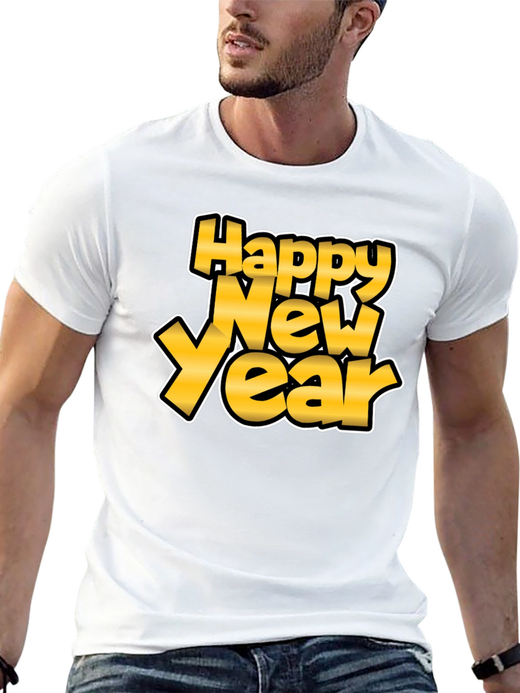 Happy New Year Graphic Tee - Black