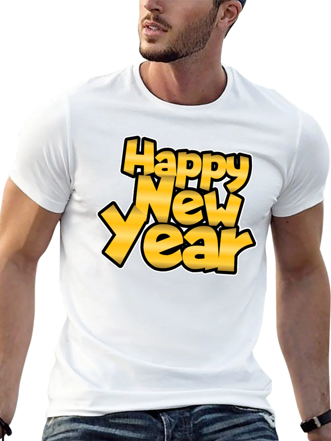 Happy New Year Graphic Tee - Black