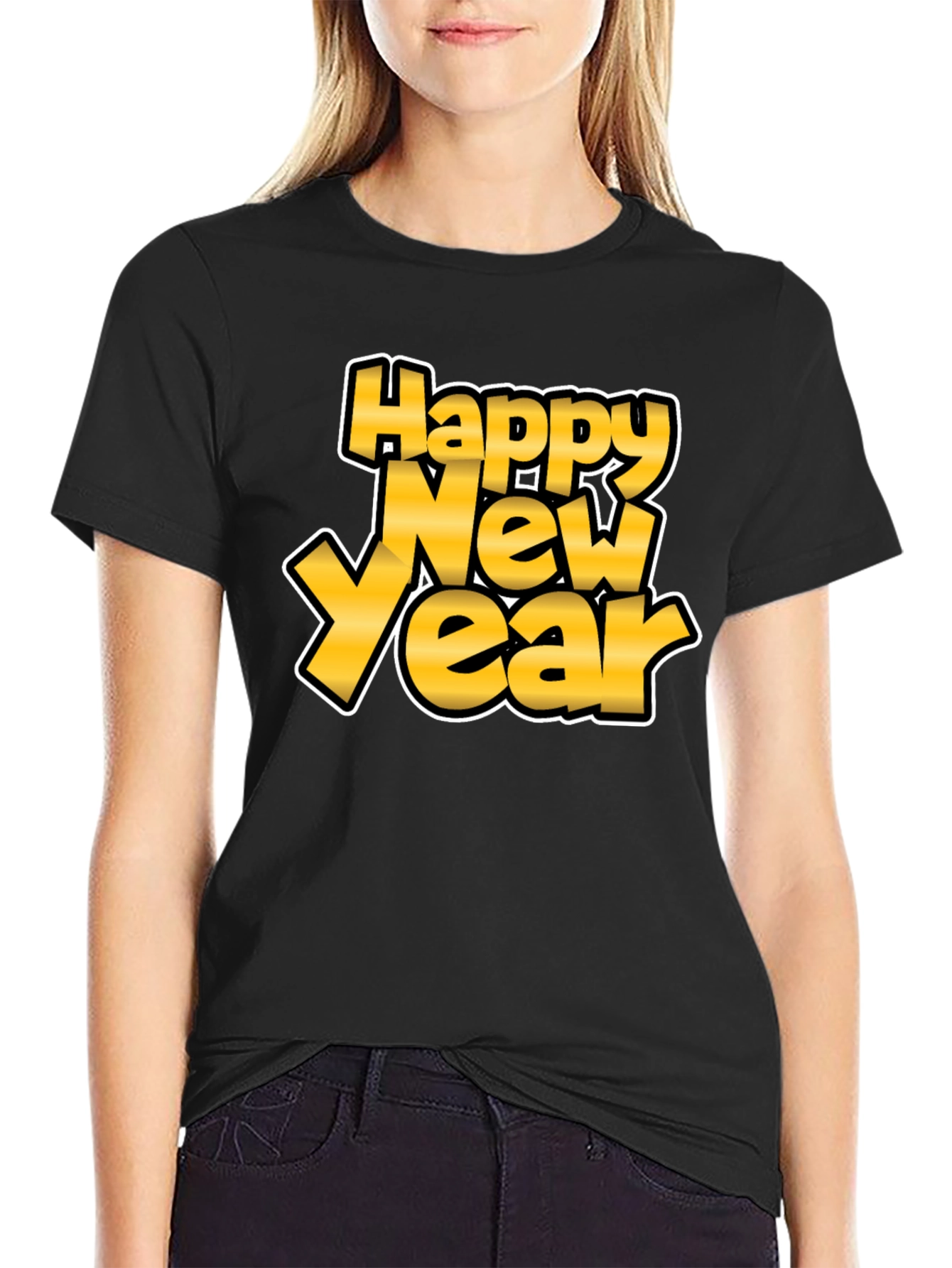 Happy New Year Graphic Tee - Black