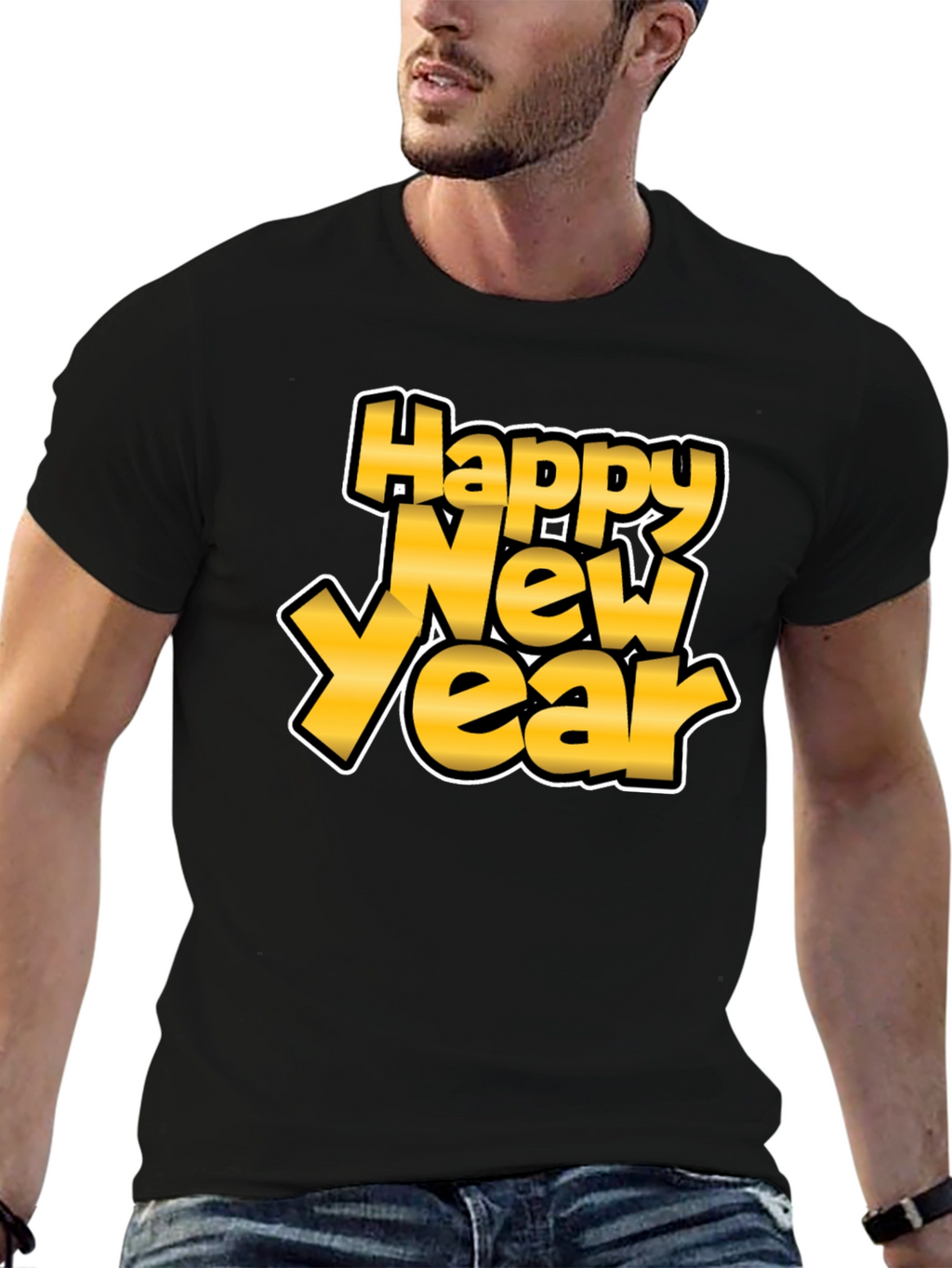 Happy New Year Graphic Tee - Black