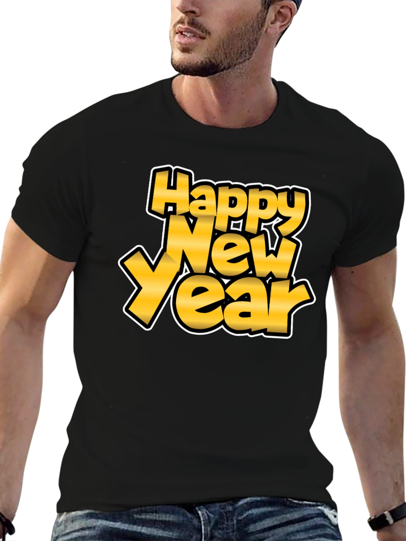 Happy New Year Graphic Tee - Black