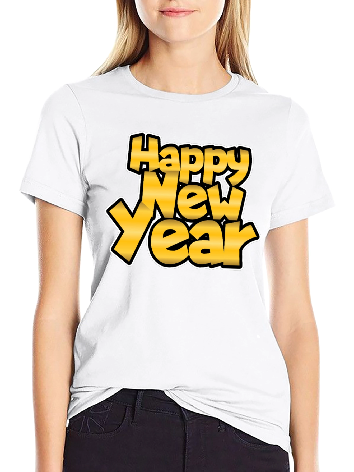 Happy New Year Graphic Tee - Black