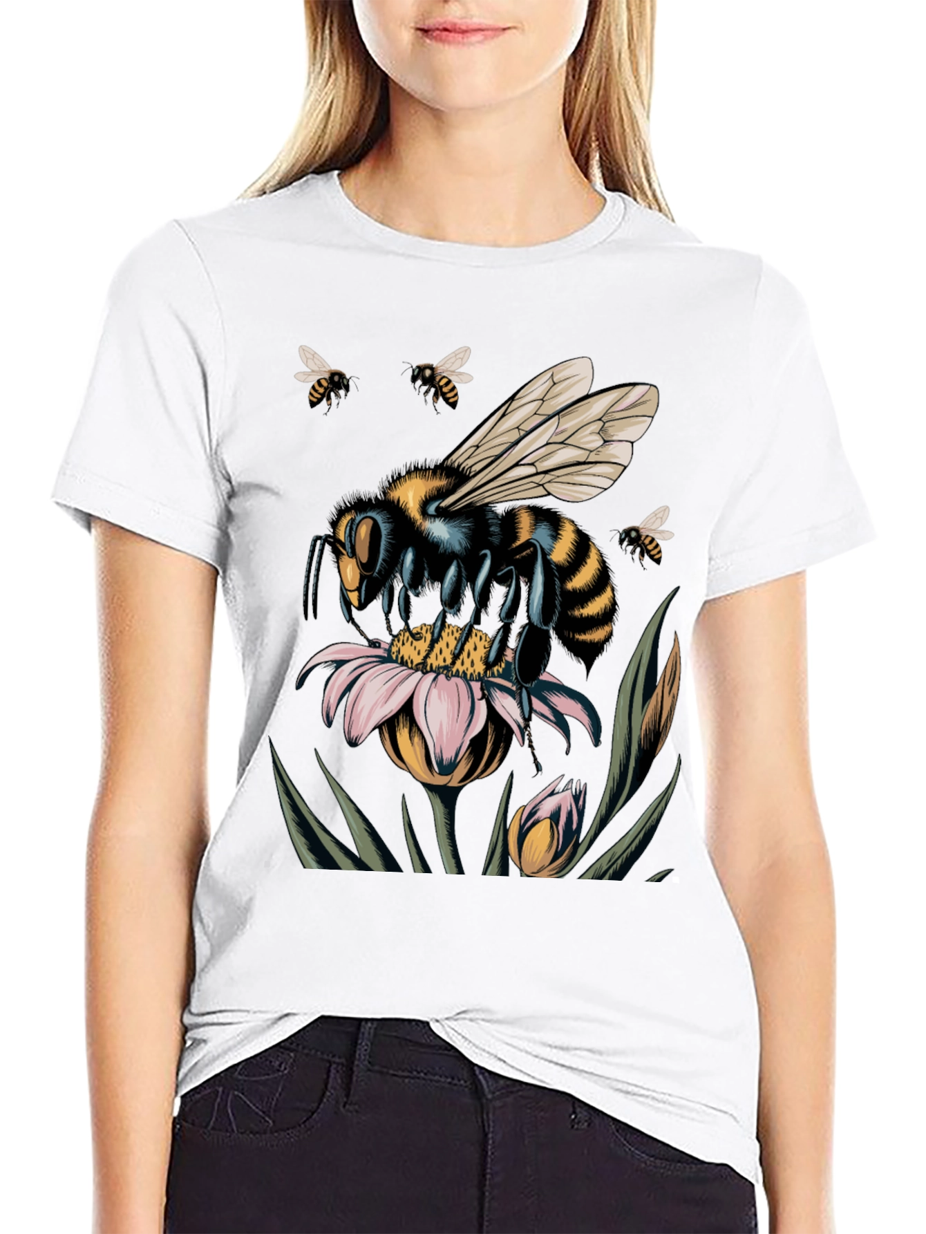 Bee on Flower Graphic T-Shirt