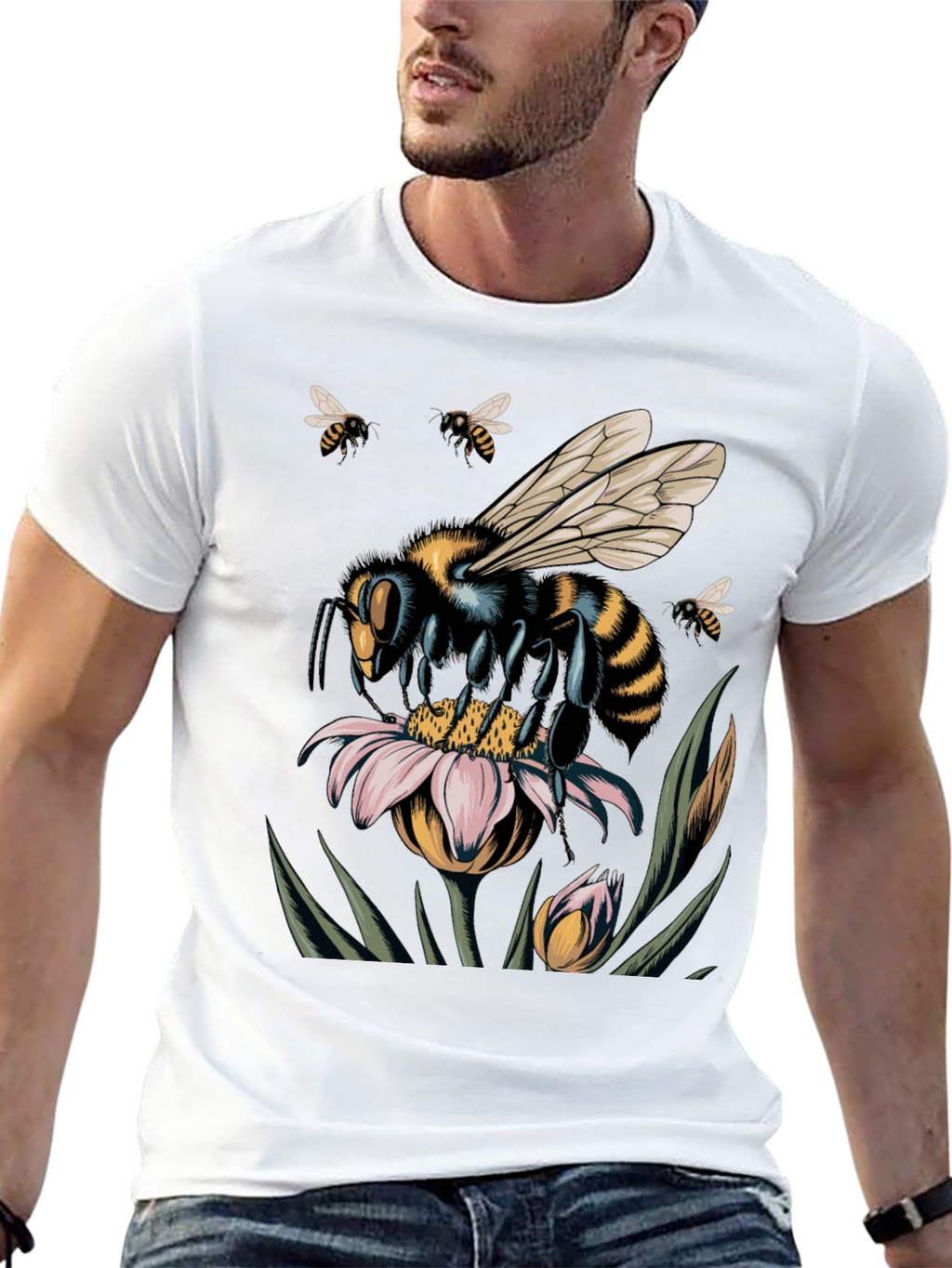 Bee on Flower Graphic T-Shirt