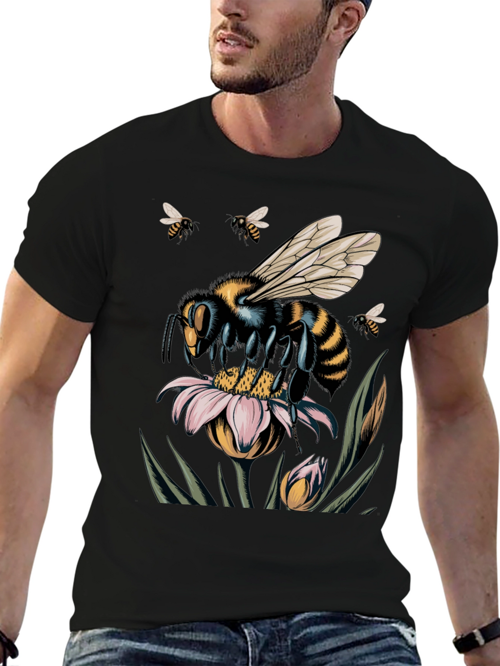 Bee on Flower Graphic T-Shirt