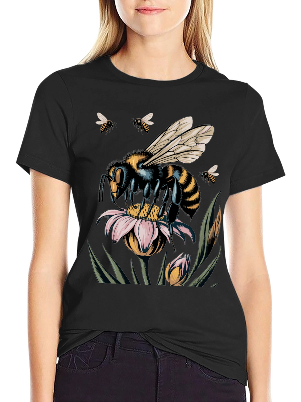 Bee on Flower Graphic T-Shirt