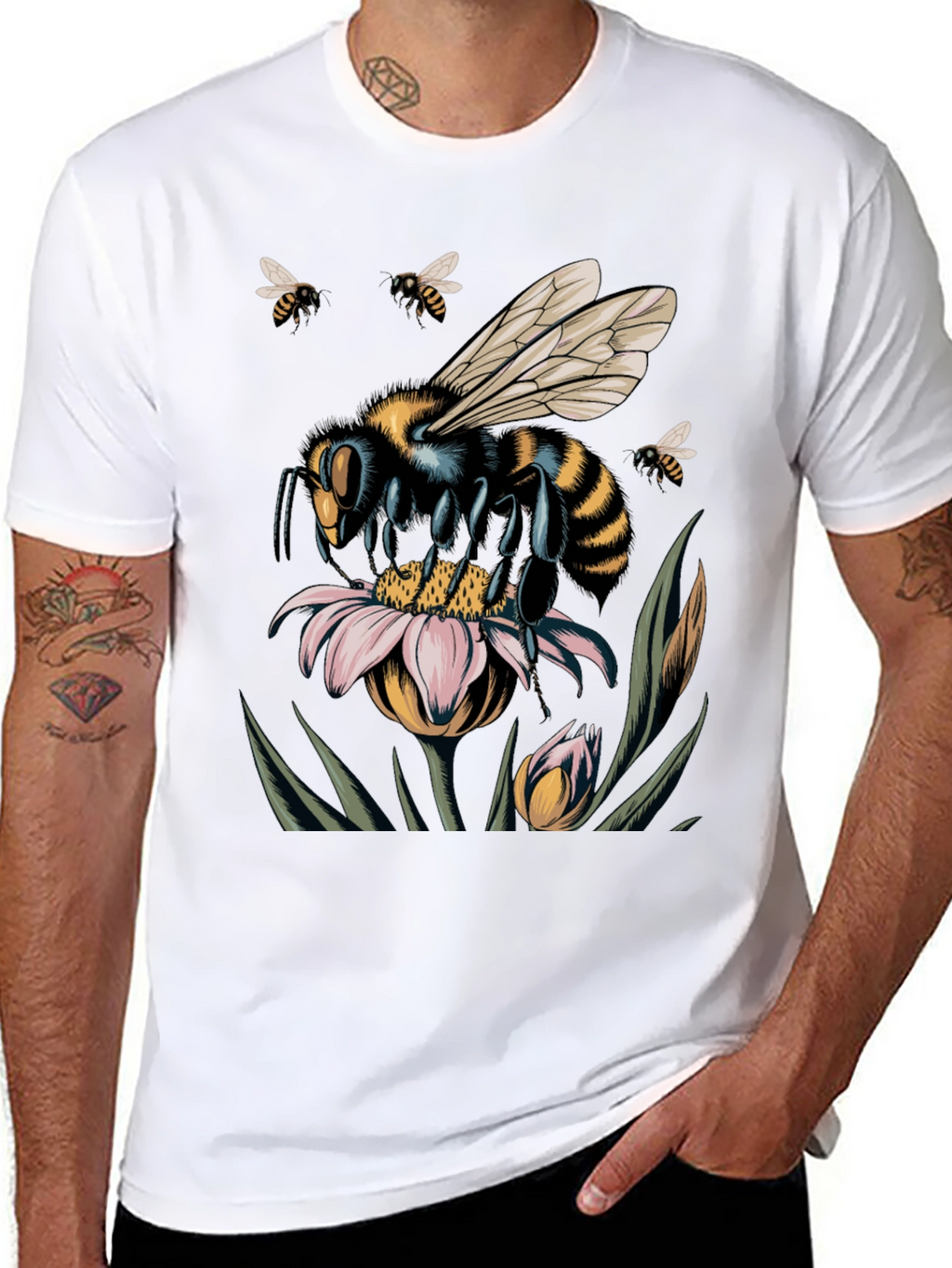 Bee on Flower Graphic T-Shirt