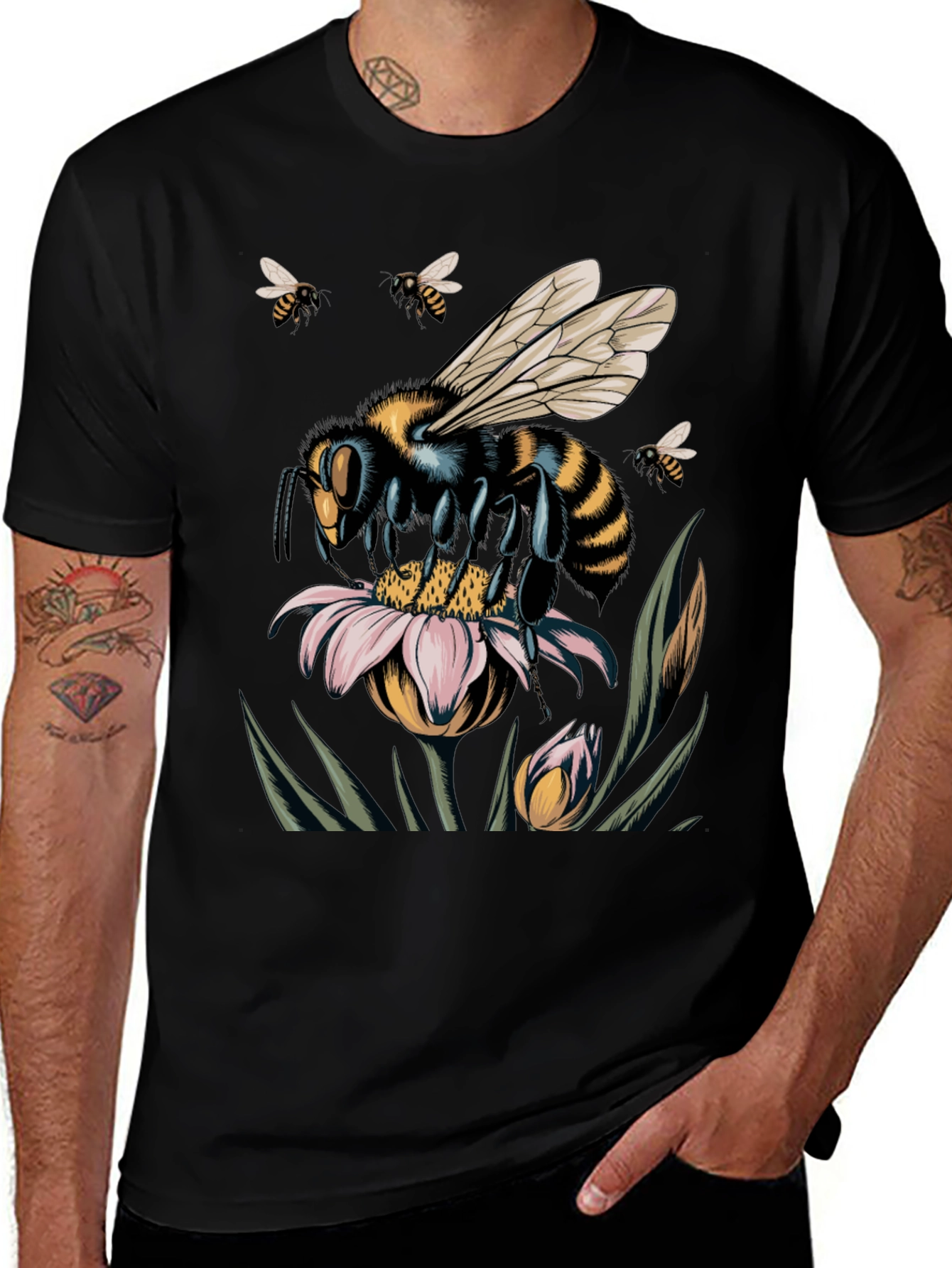 Bee on Flower Graphic T-Shirt